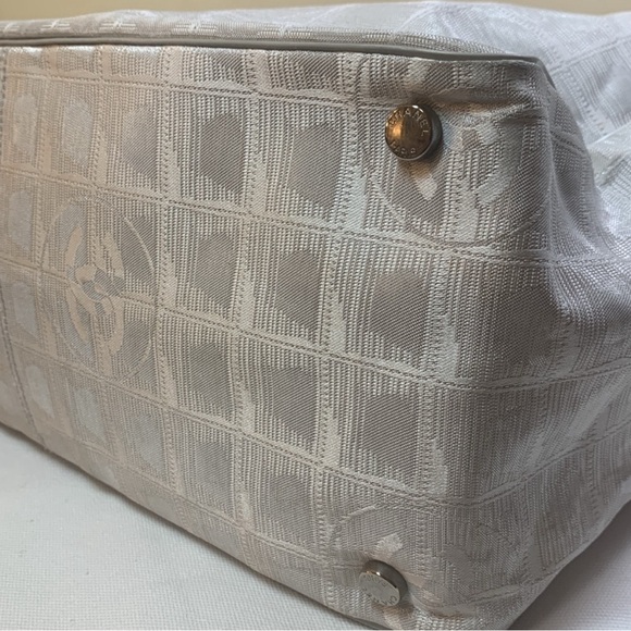 Chanel Rare Silver Travel Line Fabric Tote with Silver Leather Handles - Picture 11 of 17
